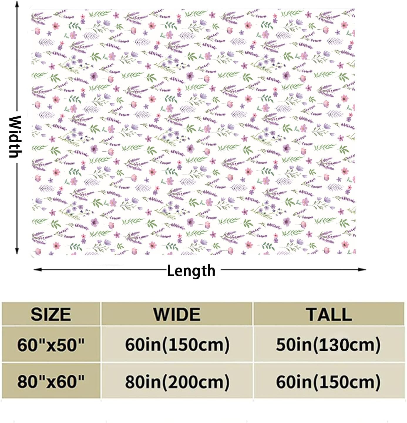 Purple Lavender Floral Throw Blanket Flower Botanical Throw Blankets Ultra Soft Cozy Flannel Throw Blanket Lightweight Fleece Fuzzy Plush Throw Blankets for Bed Chair Couch 50" X 60" - Image 8