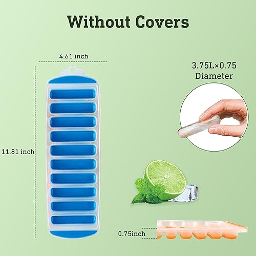 Miniatura 2 de Lilys Home Bandejas estrechas de silicona para cubitos de hielo con material fácil de empujar y quitar ideales para deportes y botellas de agua