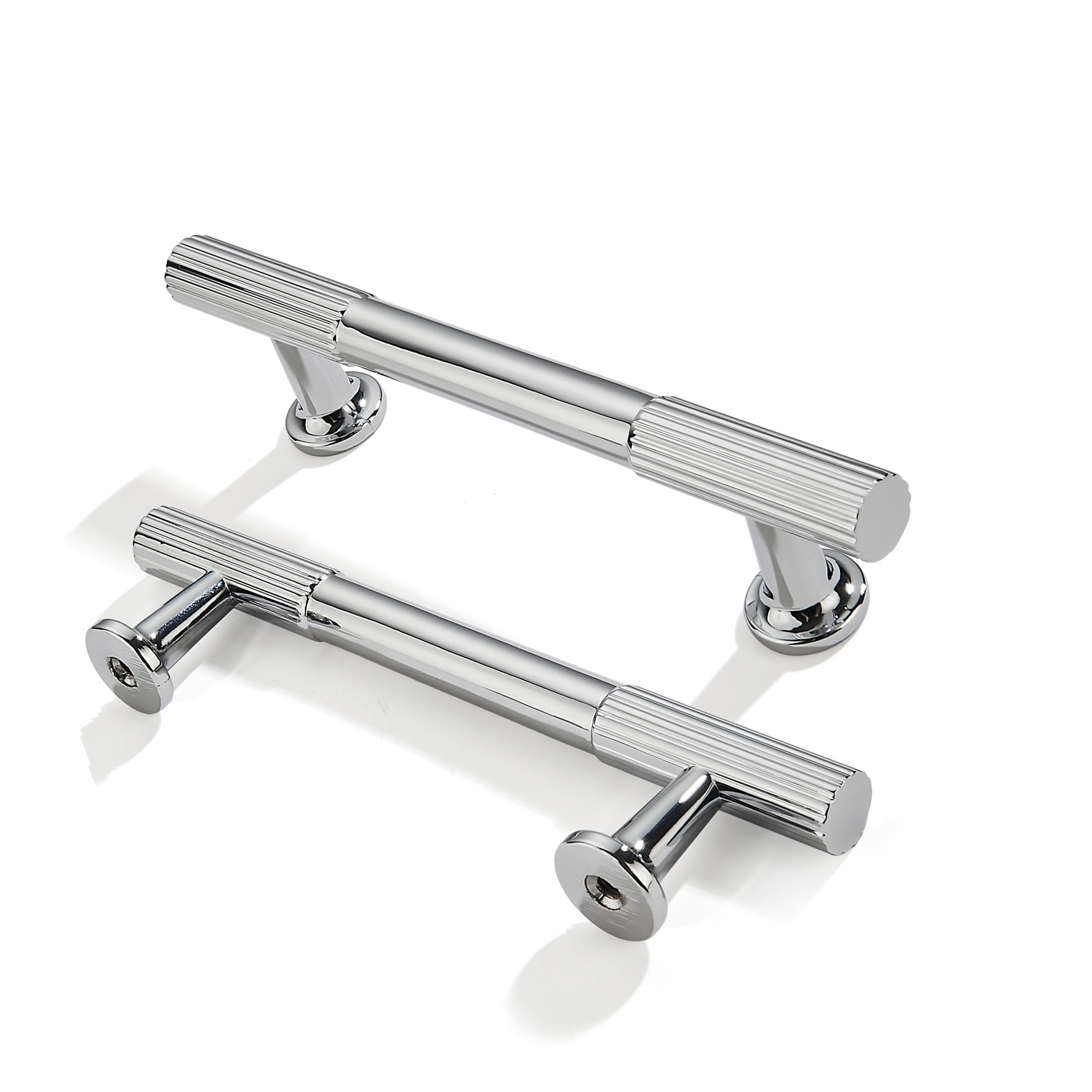 ZAUYX 2-Pack 3-3/4 Inch Hole Center Polished Chrome Cabinet Pulls Solid Heavy Duty Cabinet Pull is Suitable for Drawers Dressers Handles Kitchens Bathroom cabinets