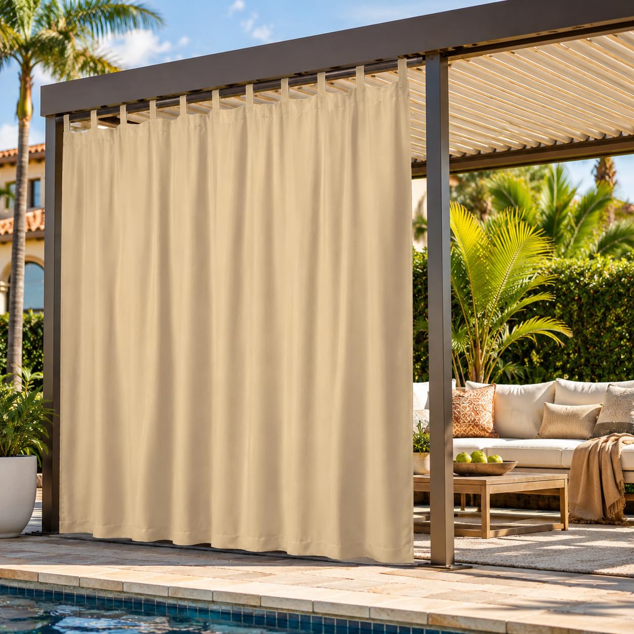 Lapalife Waterproof Outdoor Curtains Extra Wide Patio Pergola Gazebo Drapes