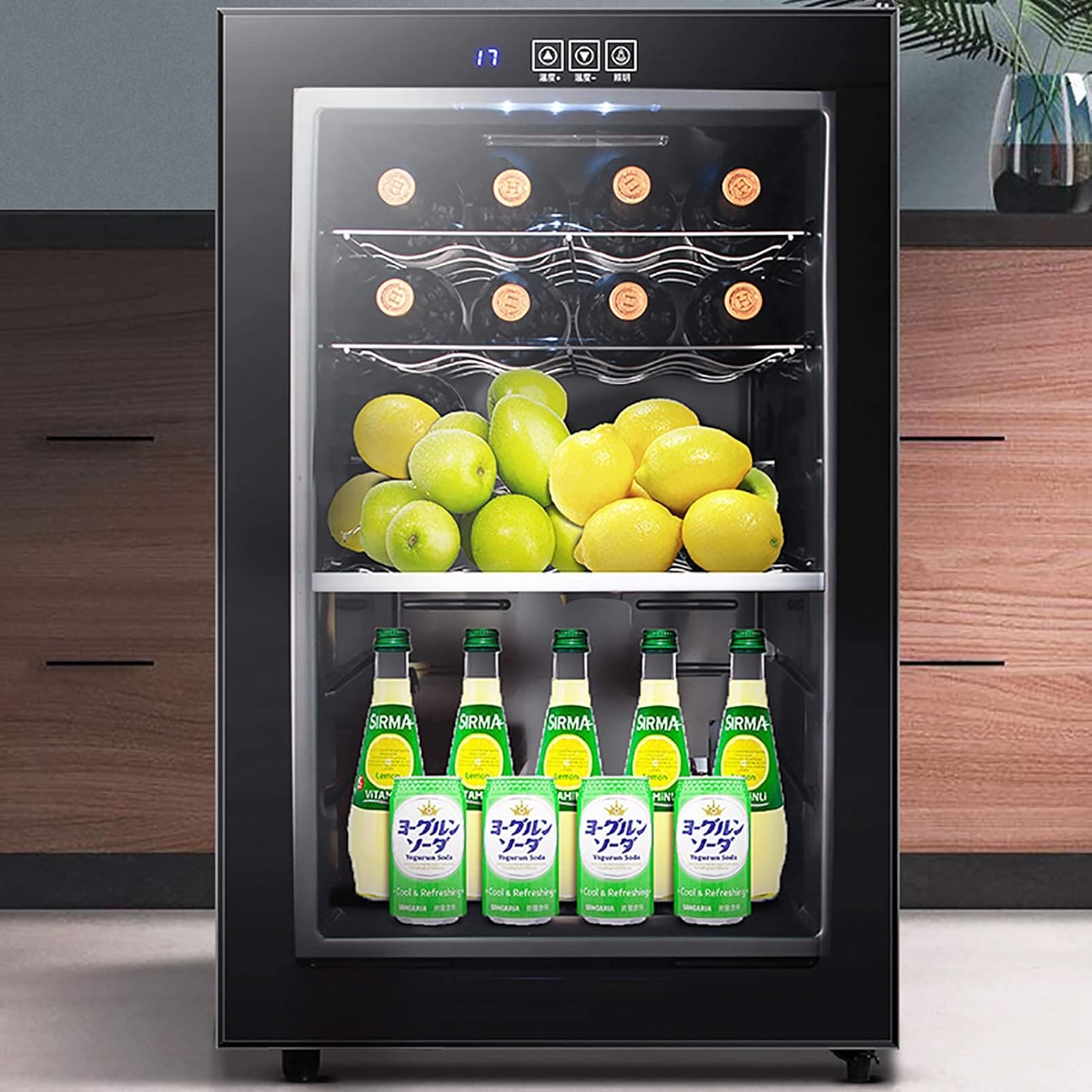 68 liters Wine Cooler Refrigerator Compressor Red Wine Fridge Champagne Chiller Countertop Freestanding Wine Cellars Tempered Glass Door Smart Touch Panel