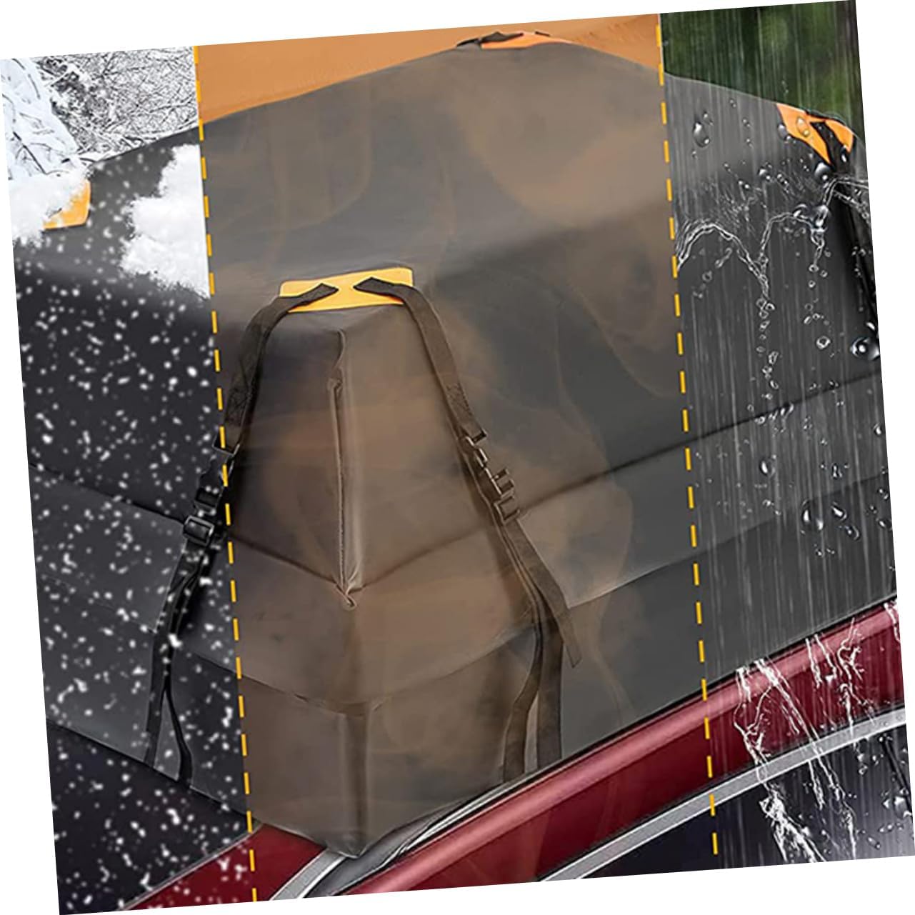 Unomor 1pc Auto Roof Bag Cargo Carrier for Vehicles Easy to Install Reinforced Straps Extra Storage for Family Travel Oxford