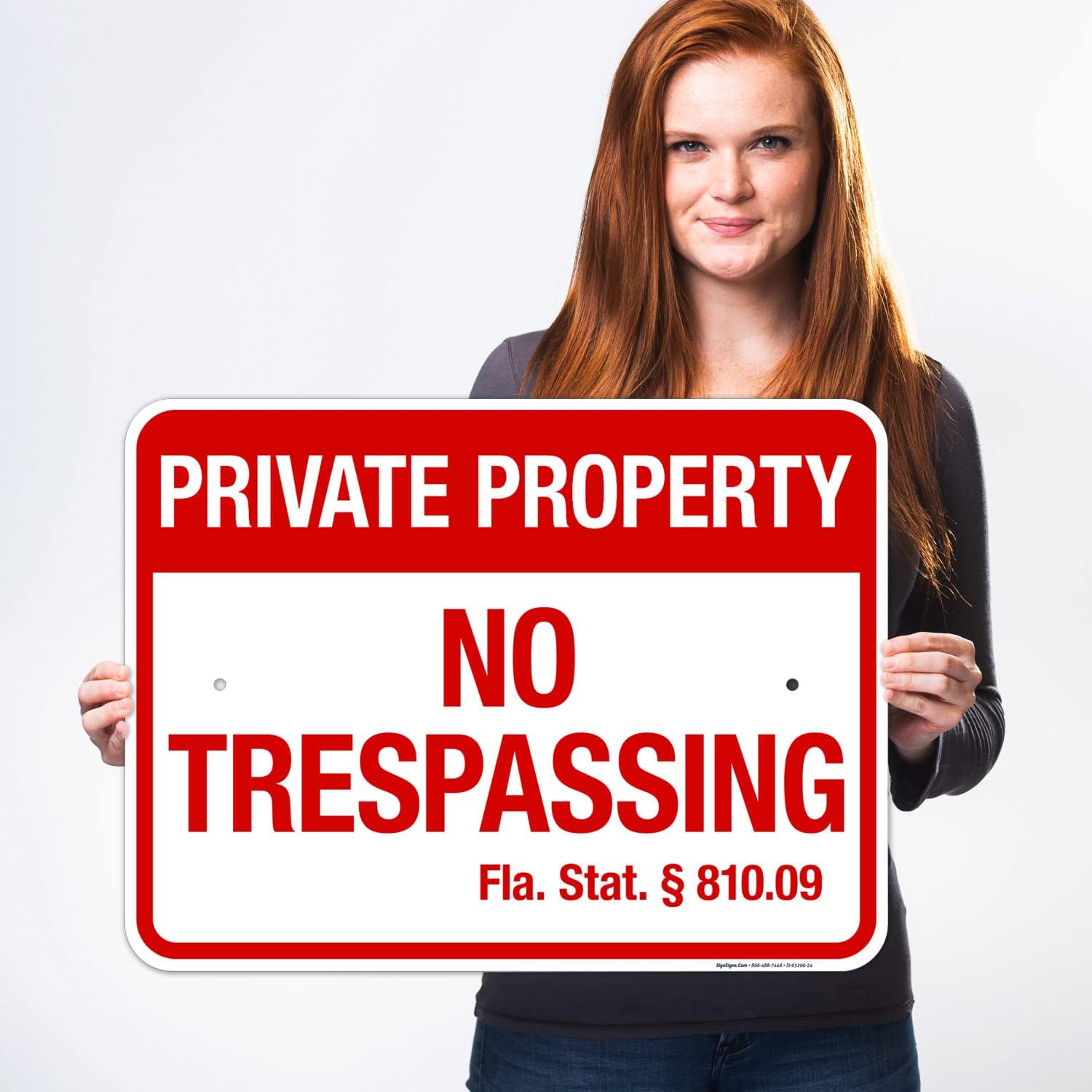 Florida Private Property No Trespassing Sign, (SI-65206) 18x24 Inches, Rust Free .063 Aluminum, Fade Resistant, Made in USA