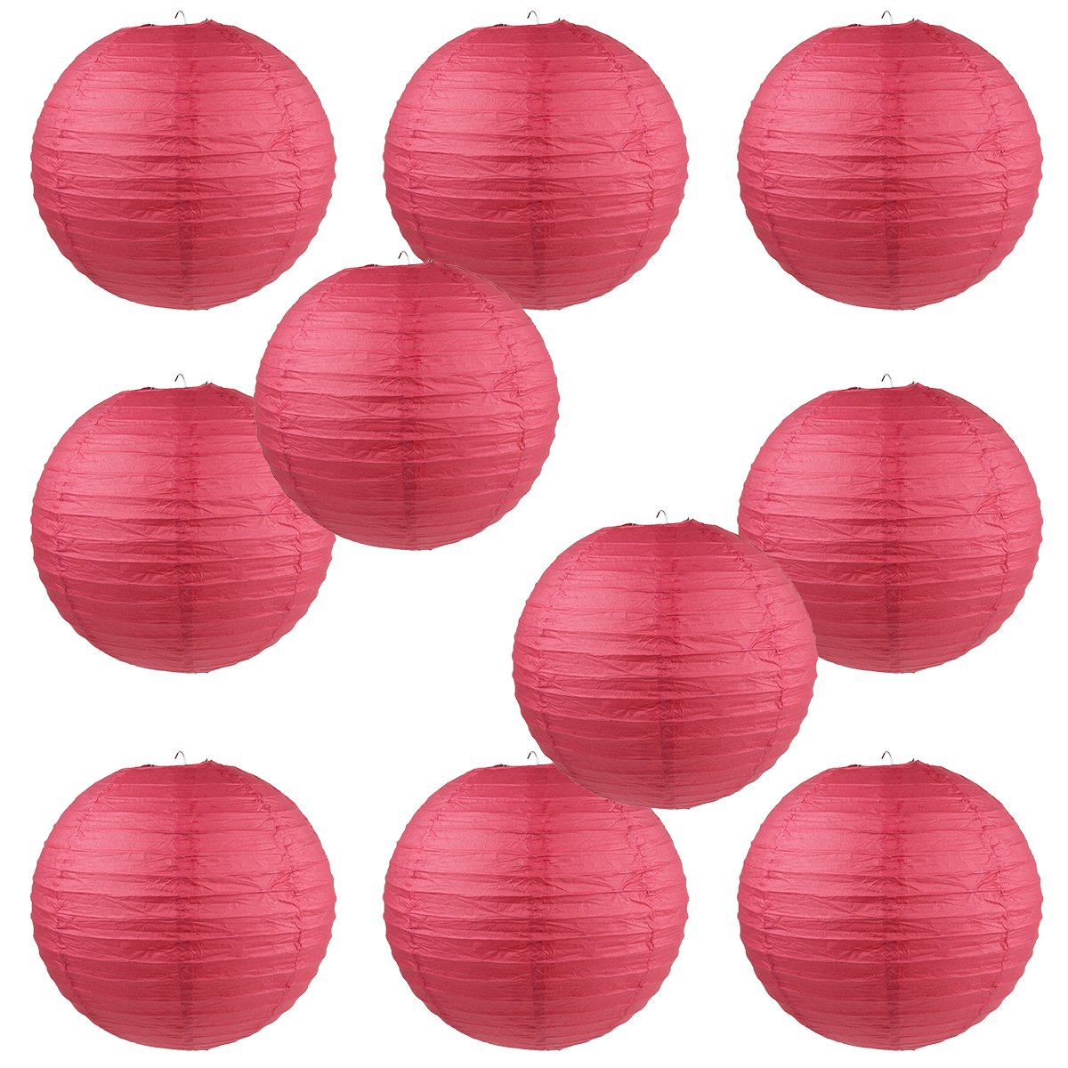 WYZworksRound Paper Lanterns 10 Pack (Red, 10") - with 8", 10", 12", 14", 16" option
