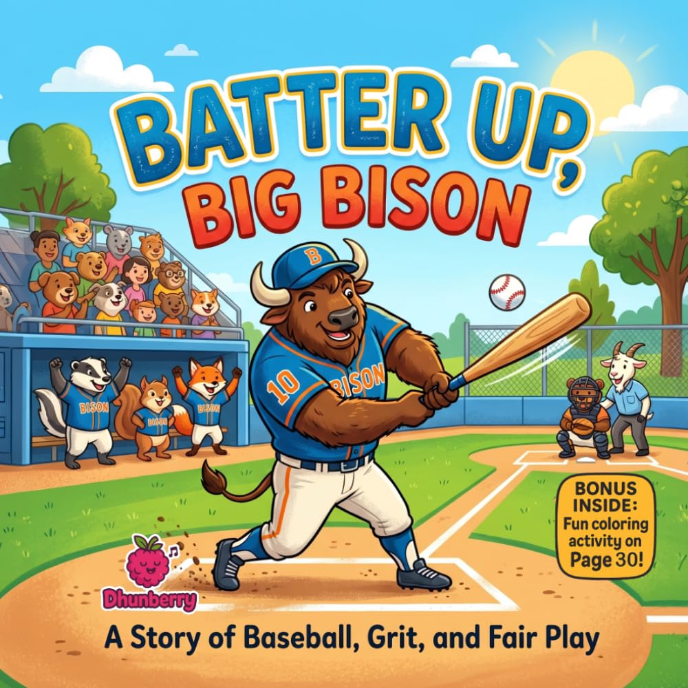 Batter Up, Big Bison: A Funny Rhyming Baseball Story for Kids About Grit, Teamwork, and Fair Play