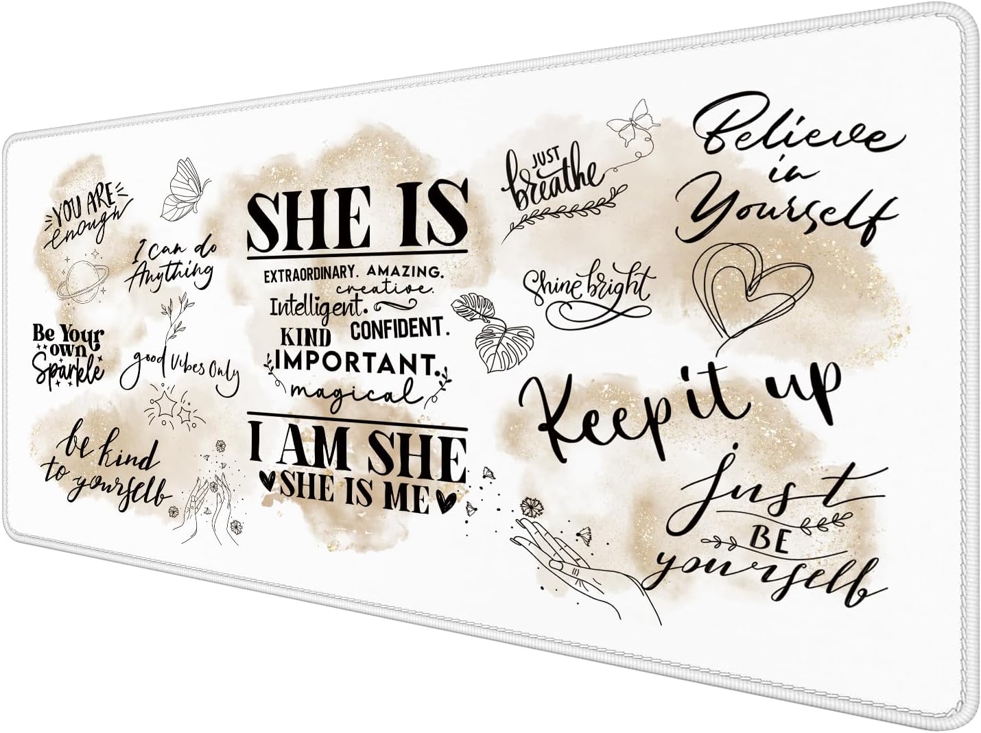 Inspirational Large Mouse Pad 31.5x15.7inch, Self Care Gifts Large Extended Computer Desk Mat Mousepad for Keyboard and Mouse, Motivational Office Desk Accessories