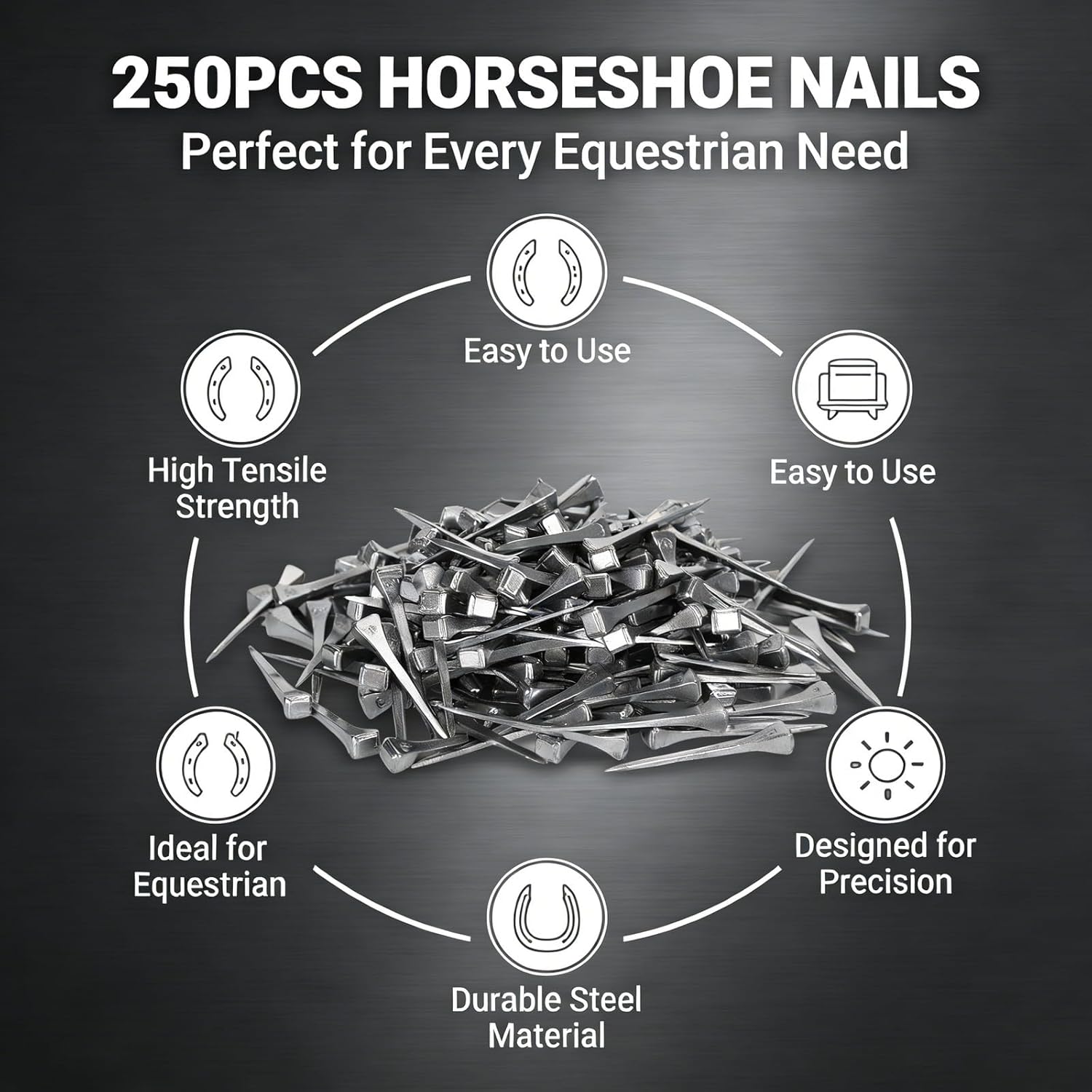Horseshoe Nails E3, Steel, 250pcs, 4.5cm Length, Equestrian Sport Equipment - High Tensile Strength, Precise Stiffness, Secure Fastening for Horse Care
