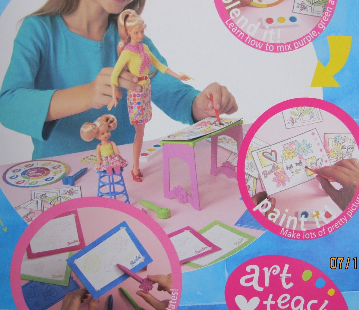 ART TEACHER Barbie & Kelly Doll I Can Be... Career Series w Desk, Rubbing Plates & MORE! (2002)