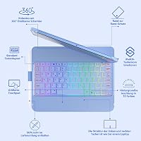 TQQ iPad 11 10.9 Billentyűzet Tok Trackpad 7 Szín Háttérvilágítás 360° 4
