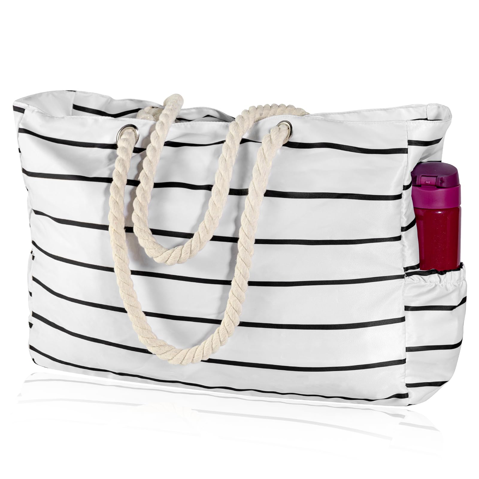 KUAK Beach Bag, Large Beach Bags for Women Waterproof Sandproof Beach Tote Bag with Zipper and Pockets for Pool Family