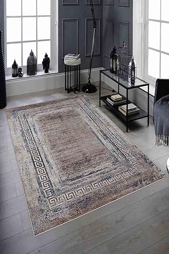 LaModaHome Alfombra antideslizante Borde gris suave lavable a máquina, alfombra para dormitorio, interior y exterior, resistente a las manchas,
