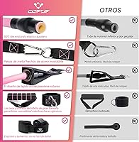 Vista 3 de Bandas de resistencia con asas para mujeres, bandas de ejercicio de 5 niveles para terapia física, yoga, pilates, anclaje de puerta, bolsa