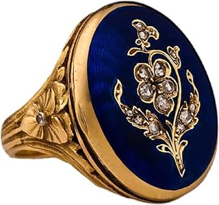 XINQI Vintage Hand Painted Rose Ring with Rich Enamel and Sparkling Rhinestones Unique Gift Your (7)