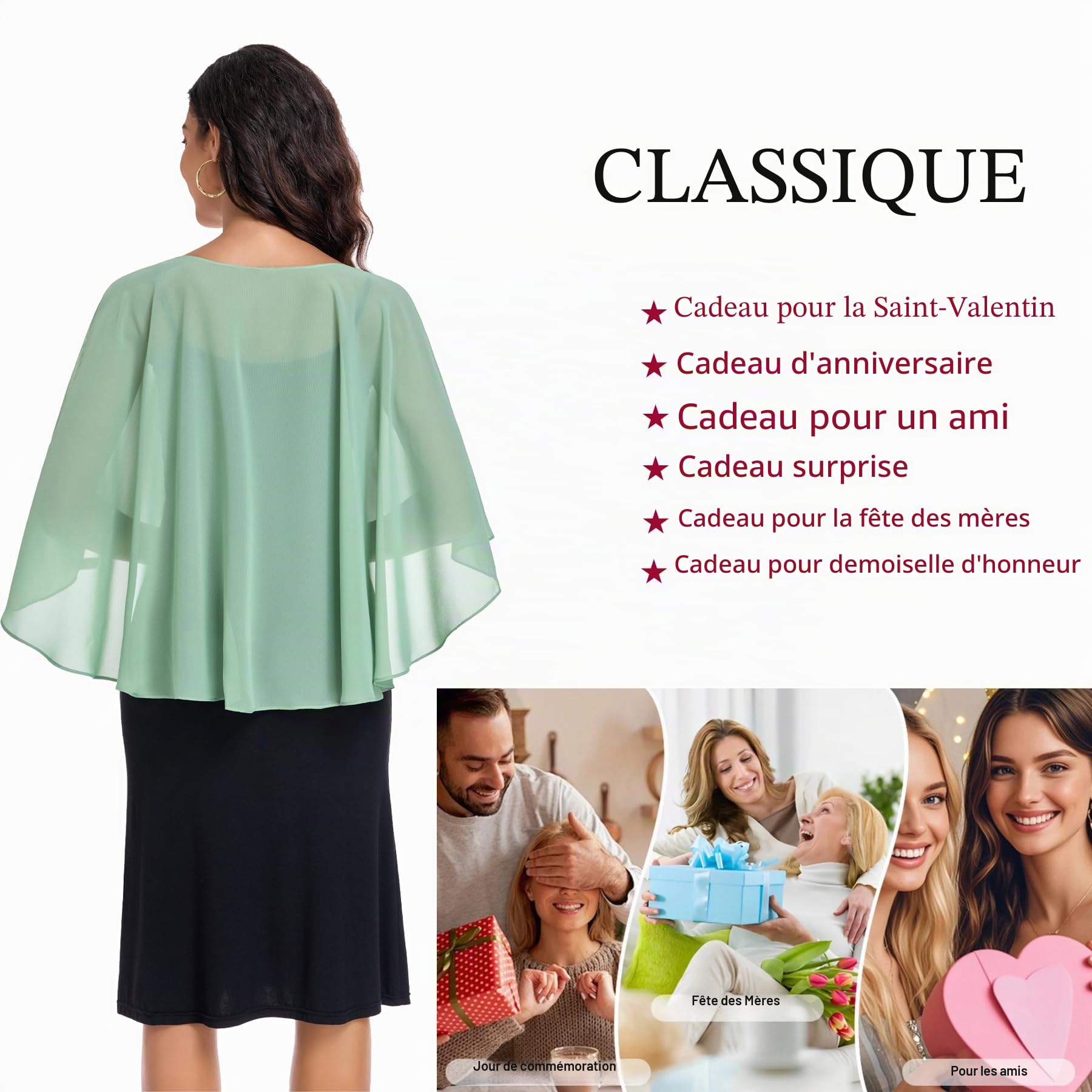 Châles transparents et écharpes pour robes de soirée, capes en mousseline de soie pour femme, couverture de mariage douce
