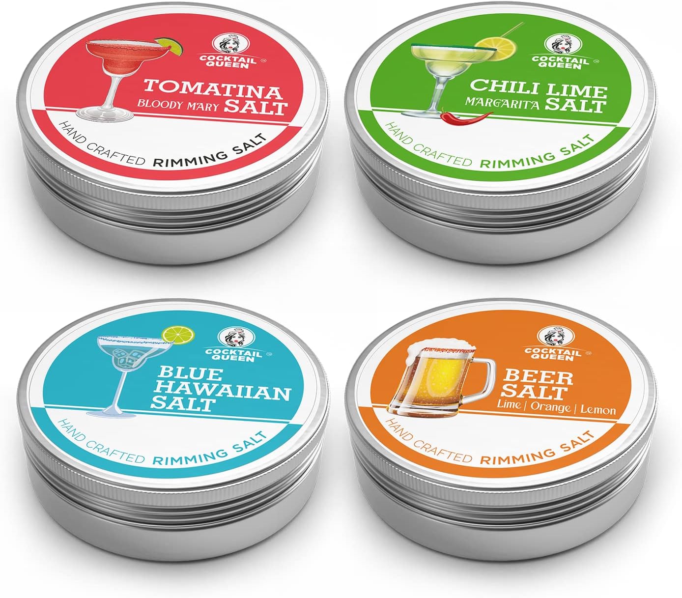 Cocktail Mix, Tomatina Bloody Mary Salt, Beer Salt, Chili Lime Margarita Salt & Blue Hawaiian Salt, 100 g Each, Combo of 4