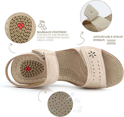 Miniatura 2 de JABASIC Sandalias cómodas para mujer, sandalias ortopédicas para caminar, sandalias ortopédicas con soporte para el arco