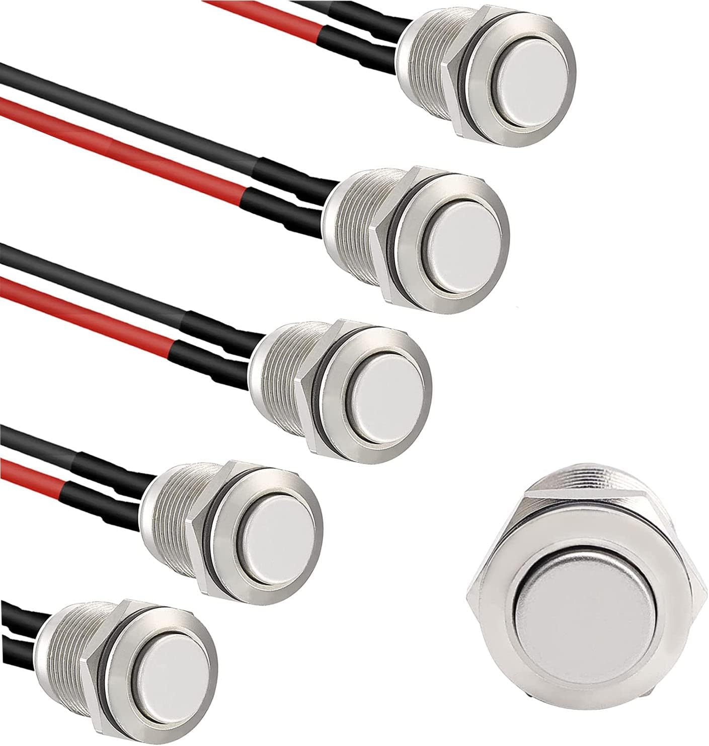 Leloco 4 Stück Wasserdichte Drucktaster - Edelstahl Schalter 12V/230V