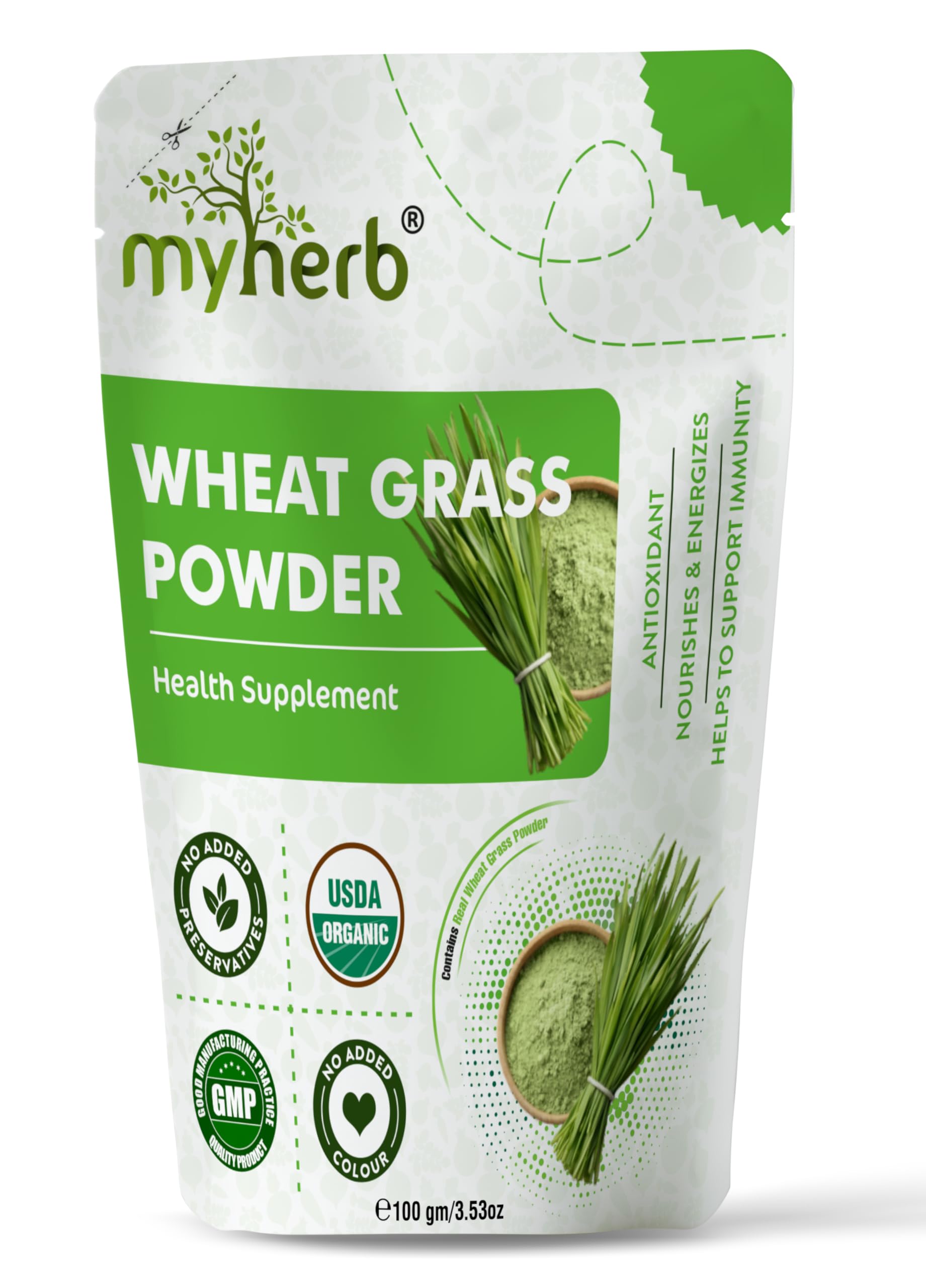 MYHERB 100% Natural Wheat Grass Powder ||100 Gm || For Men & Women