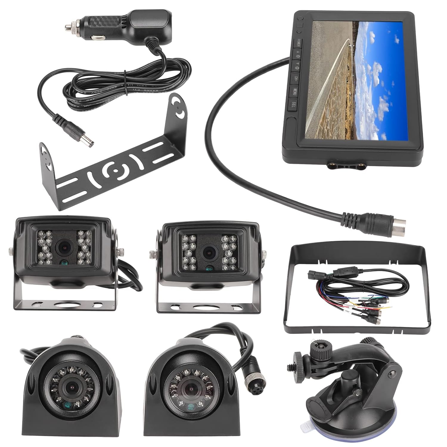 Adium Rear View Backup Car Camera Kit, 2 Channel Video Input CCD Sensor ...