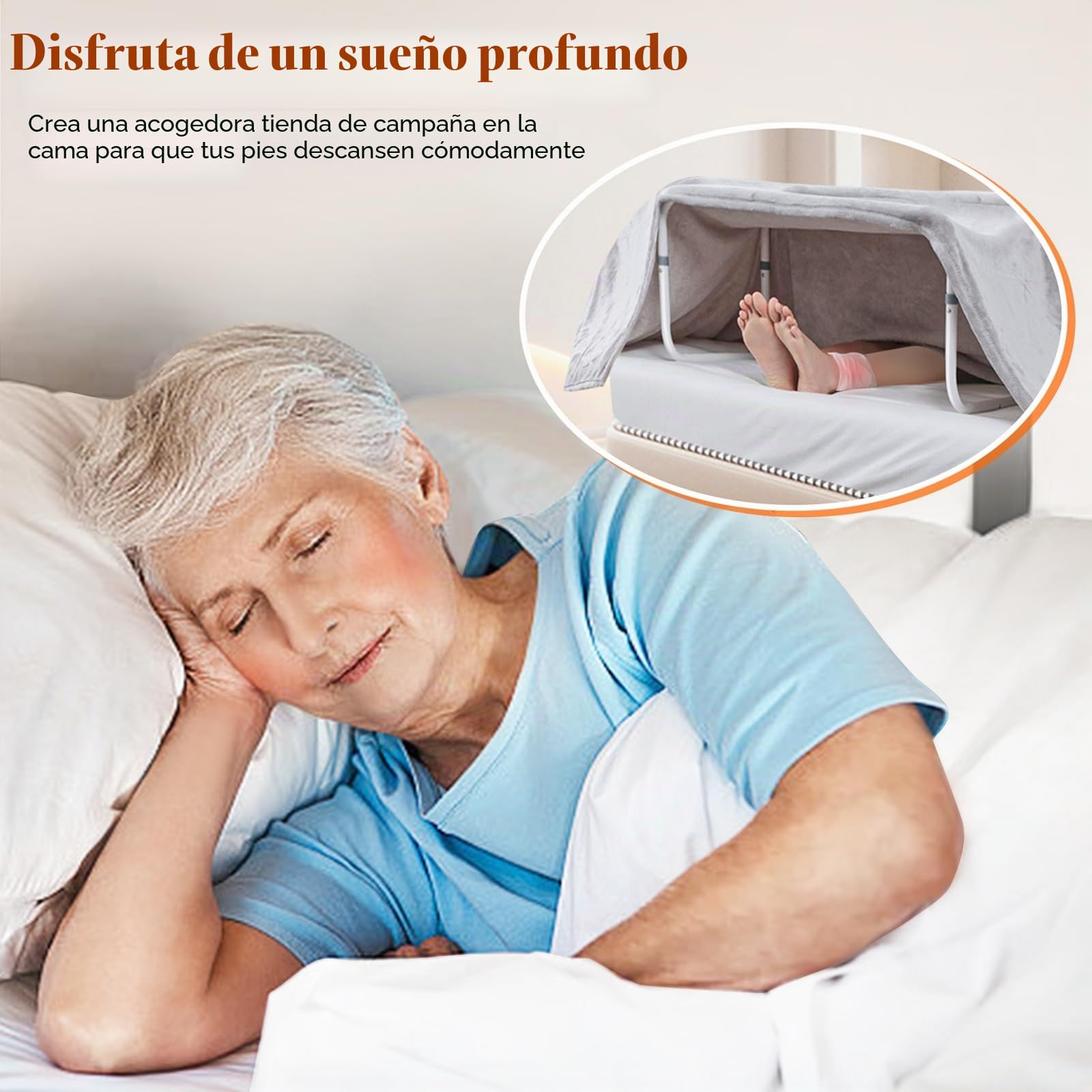 DePango Elevador de Manta para Pies, Elevador de Manta de Aleación de Aluminio para Pie Dedos Pierna Rodilla Tobillo Recuperación Post Cirugía, 4 Clips Incluidos