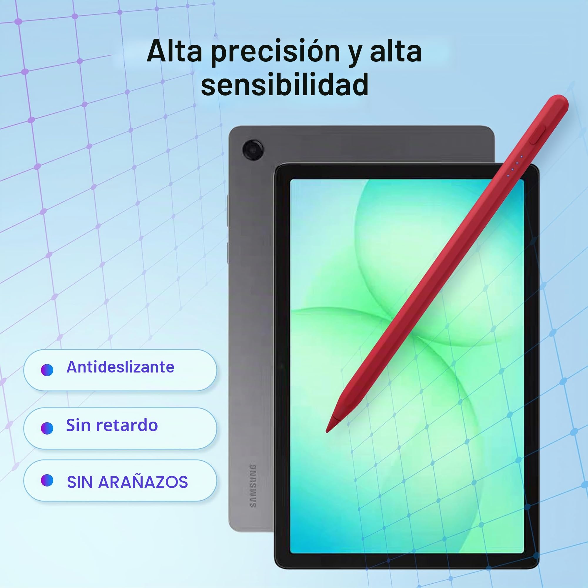 Pluma Stylus Tab A11+ para Samsung Galaxy Tab A11/A9/A9+Plus Tablet Android con carga rápida, precisos lápices S Pencil para pantallas táctiles (Rojo)