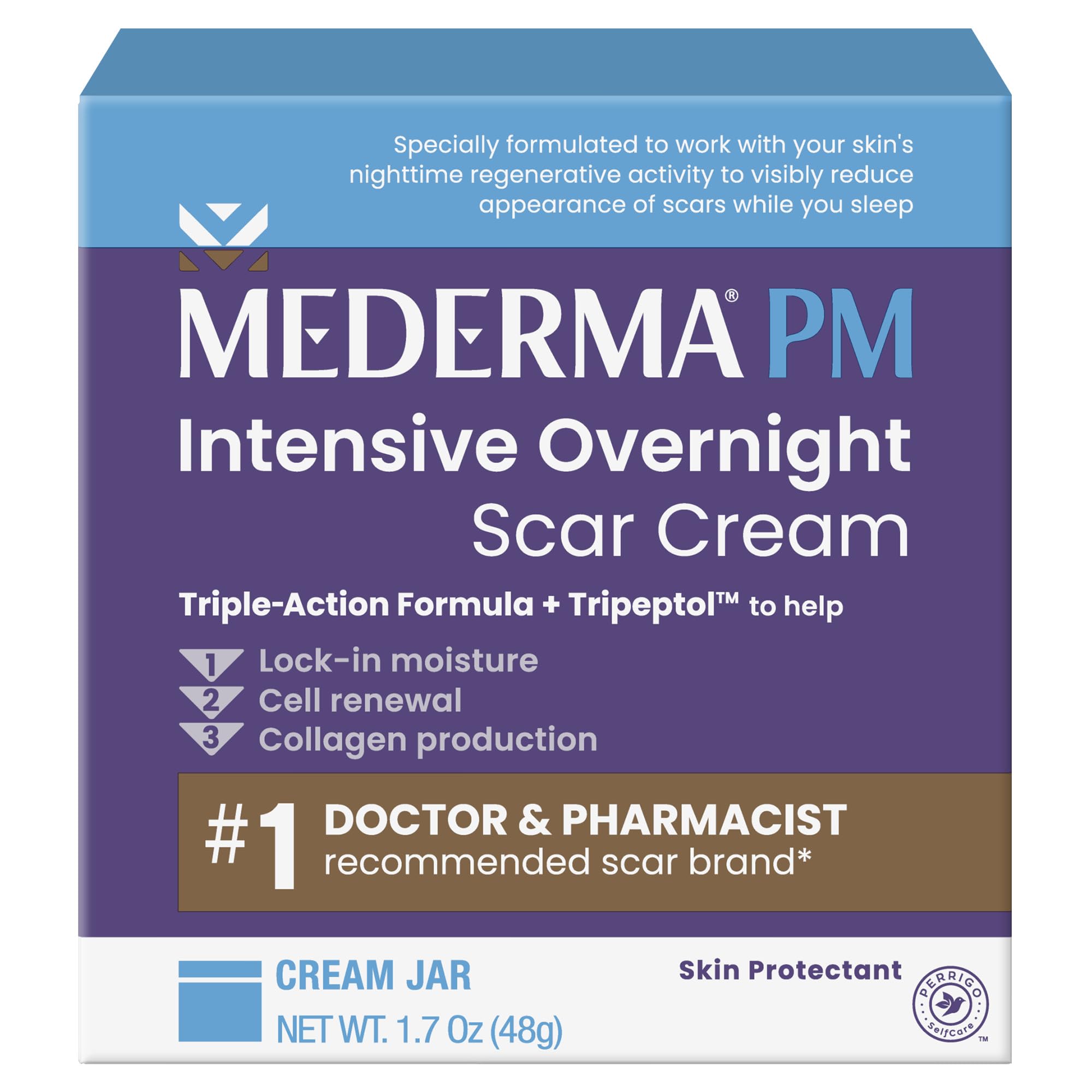 MedermaPM Intensive Overnight Scar Cream - Advanced Scar Treatment with Tripeptol, Works While You Sleep, 1.7 Oz (48g)