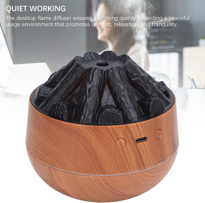 TOPINCN Eessential Oil Diffuser, 300ml Aromatherapy Volcano Diffuser with Fire Effect, Portable Flame Air Diffuser, Dual Function Bonfire Humidifier for Home, Yoga, Bedroom miniatura 8