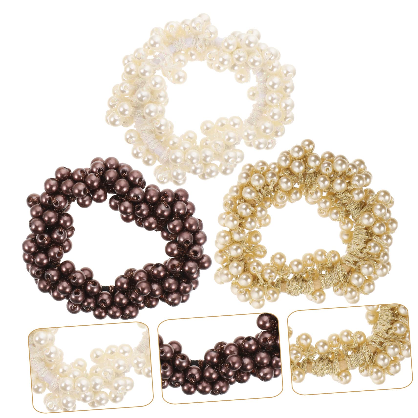 FRCOLOR 5 Juegos De Bandas Elásticas Para El Cabello Con Cuentas Coleteros Accesorios De Moda Para El Cabello Para Mujeres 3 Piezas X 5