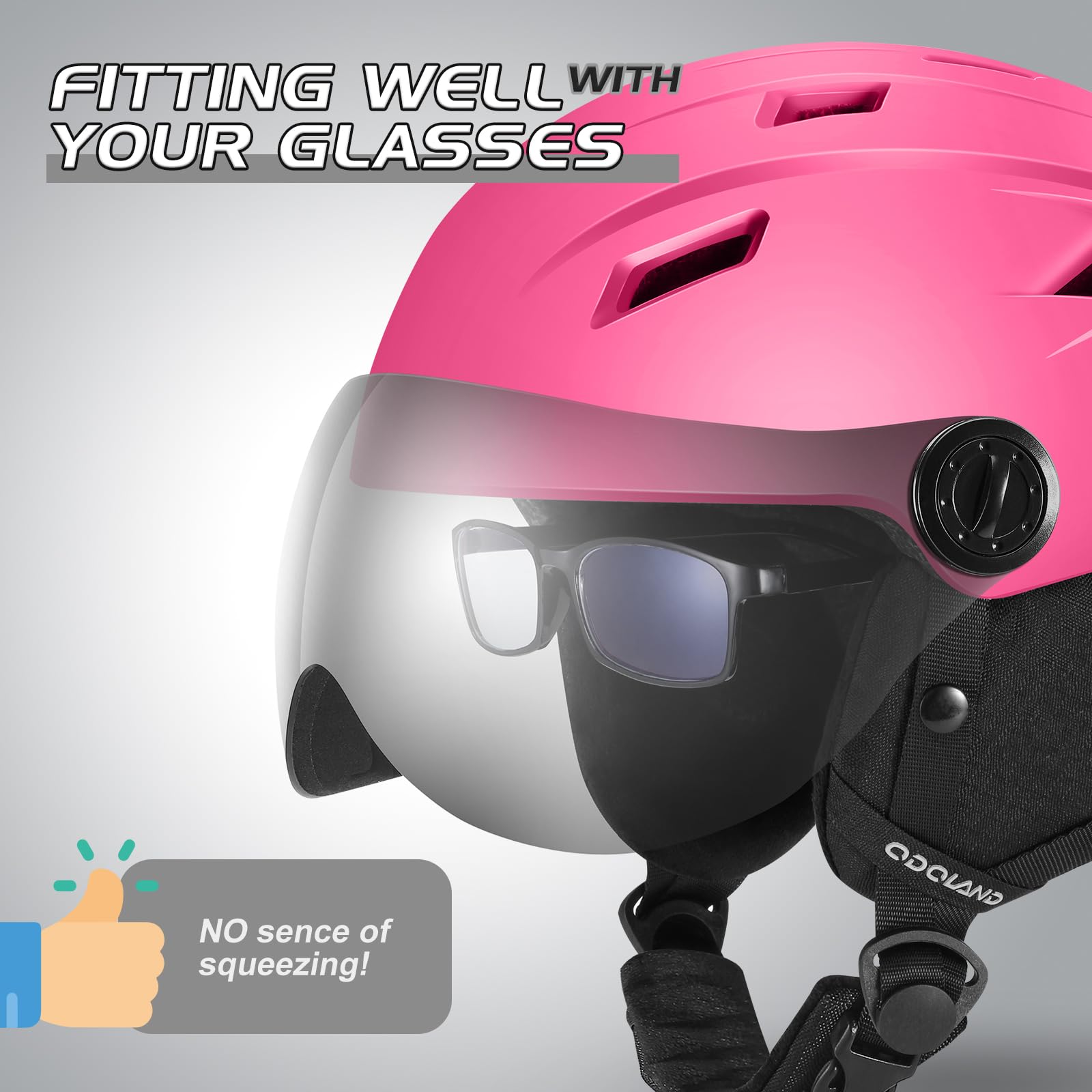Odoland Casco da Sci Integrale con Visiera, Casco Sportivo per Uomo e Donne, Casco da Snowboard con Maschera UV 400 Proteczione e Antivento, Casco per Sport Invernali