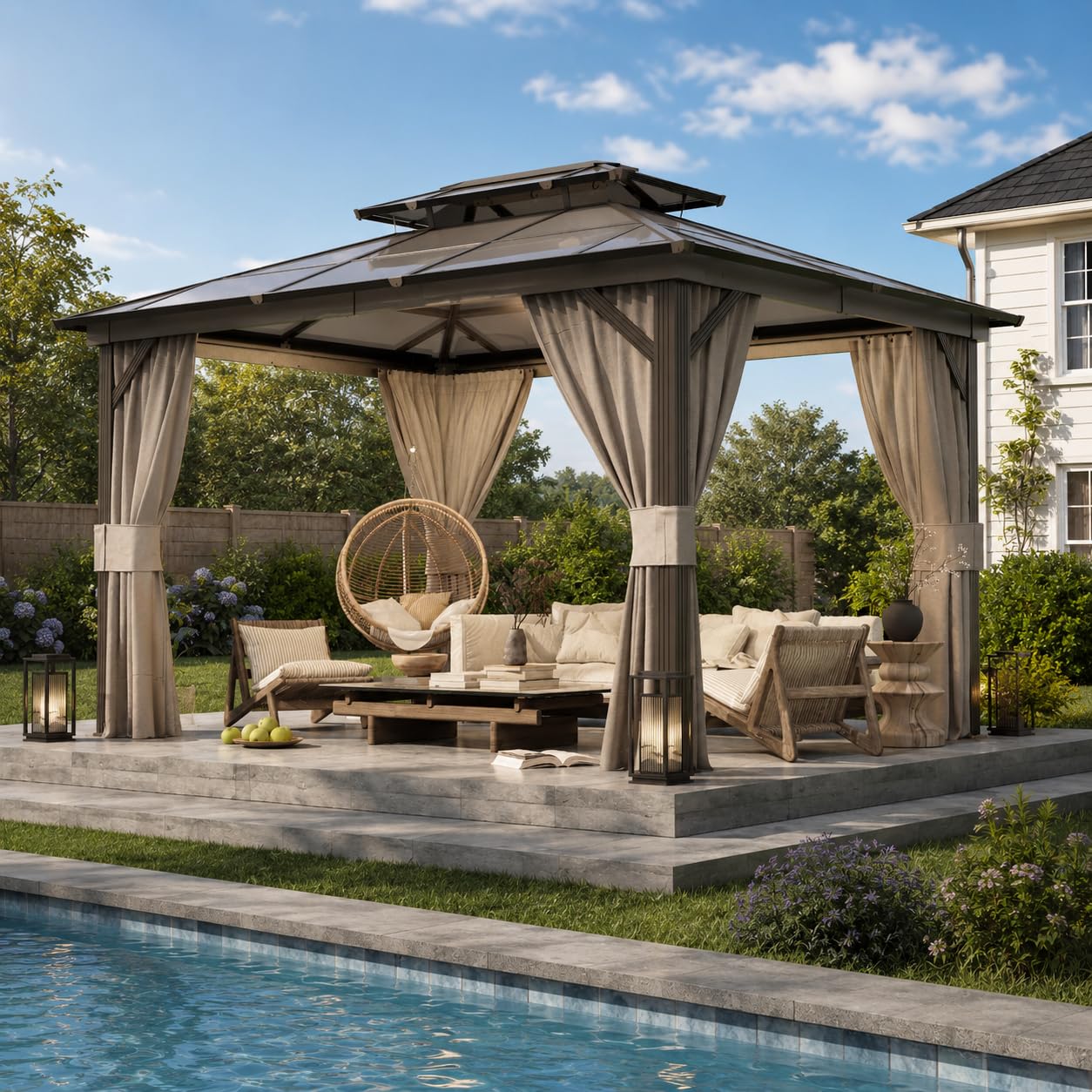 Amazon.com : EROMMY 10'x13' Gazebo Polycarbonate Double Roof
