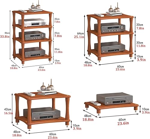 Miniatura 2 de Mesas de sofá moderna mesa de consola de madera, estante de audio de madera, soporte de pie para proyector, almacenamiento AV, centro de Color