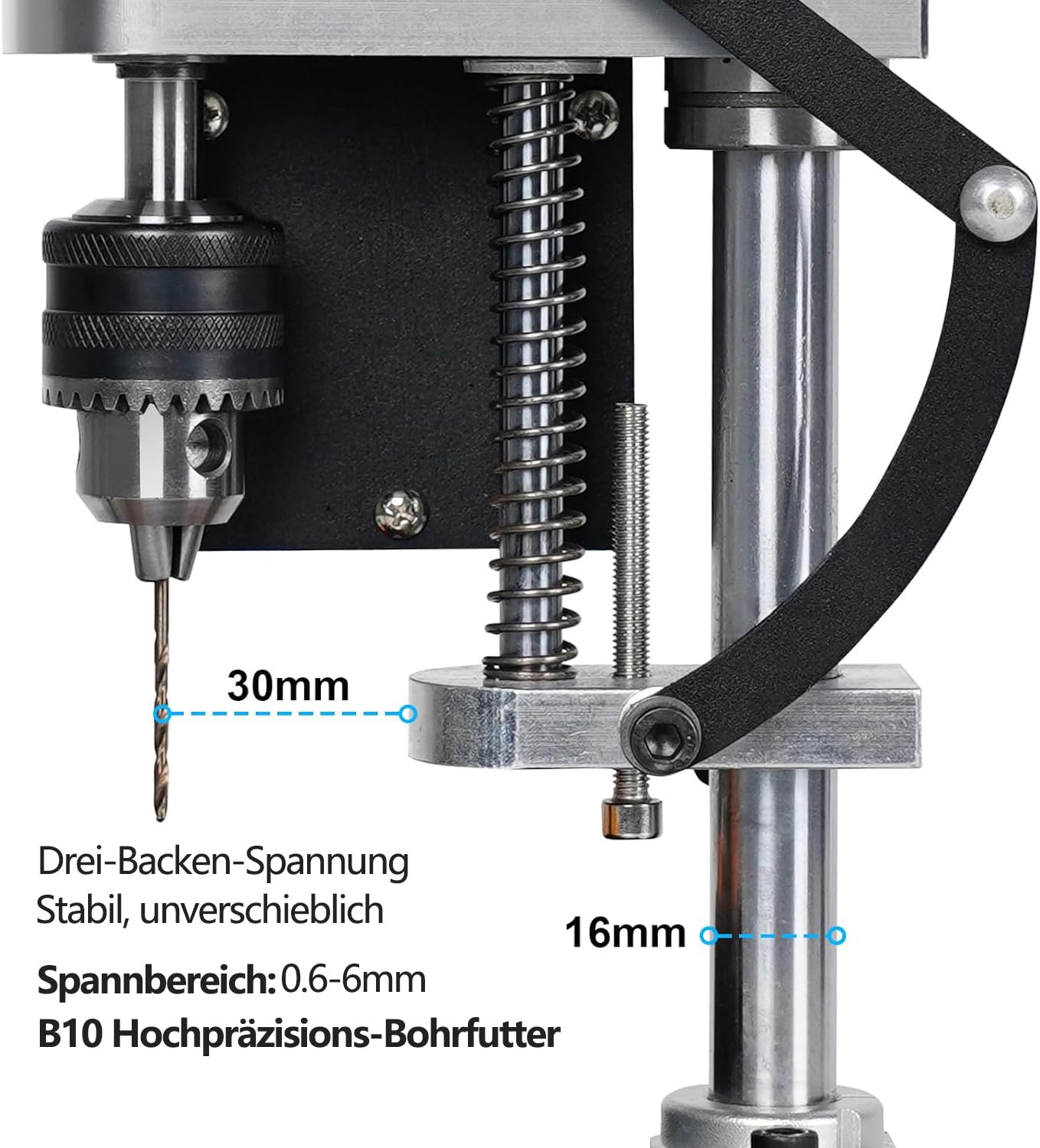 Miniatur Standbohrmaschine 250W Leistung Tischbohrmaschine Bohrhub 40mm 7 Gang Einstellbare Geschwindigkeit Ständerbohrmaschine zum Direkten Bohren von Metall, Holz, etc.