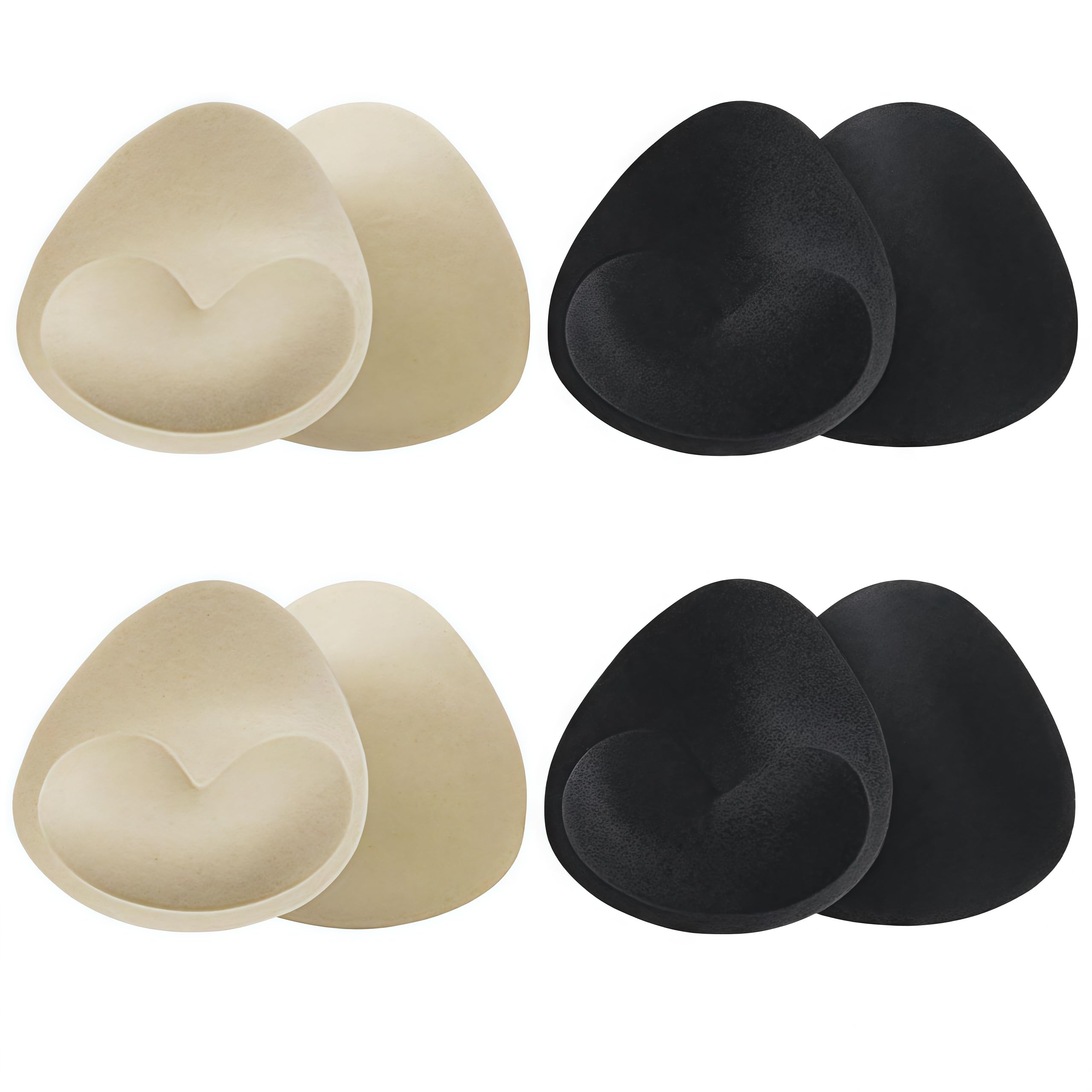 Sdxcjy Women's Black And Beige 4 Pairs Bra Pads Inserts,Removable Bra Pads Inserts Comfy,Adhesive Push Up Bra Inserts Pads Breast Enhancer For Bikini Sports (Black And Beige)