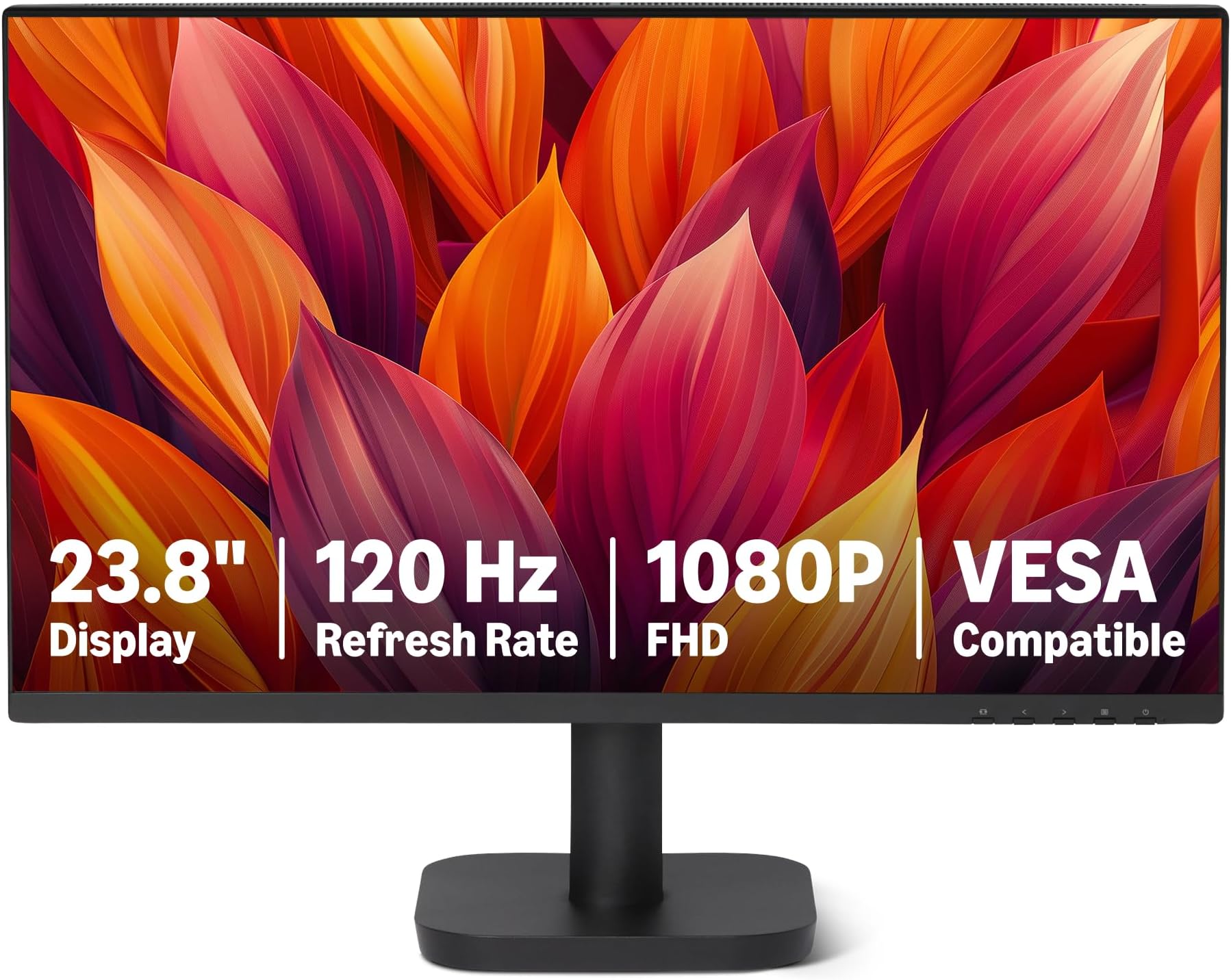 Amazon Basics 23.8-inch Computer Monitor 120 Hz, FHD 1080P, HDMI, DP, VGA, VESA Compatible for Office,Home, Black