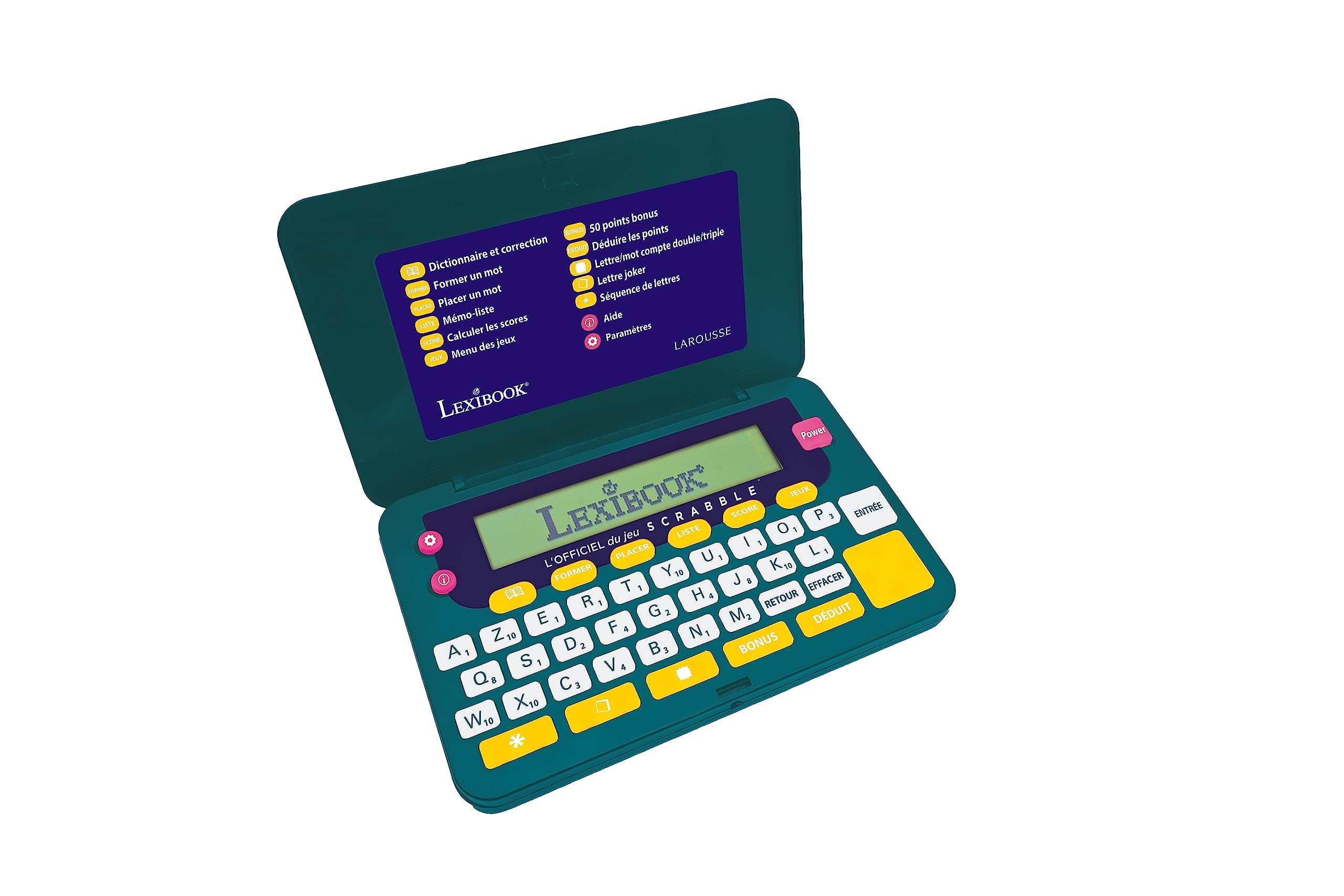 Lexibook Larousse FISF offizielles elektronisches Wörterbuch Scrabble ODS9, ergonomisches Format, große Tasten, Rechtschreibkorrektur, batteriebetrieben, grün/blau