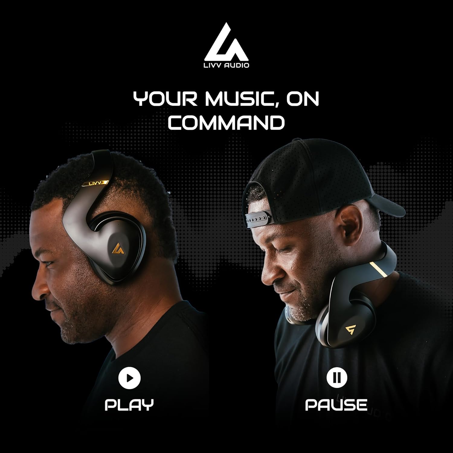 LIVV PRO Sports Headphones Designed for Gym, Workout, Running - Comfortable, Ergonomic, Over Ear, Active Noise Cancelling, 5 Microphones, Wireless, 50 Hours Battery Life, Bluetooth 5.3, Matte Black - Image 5