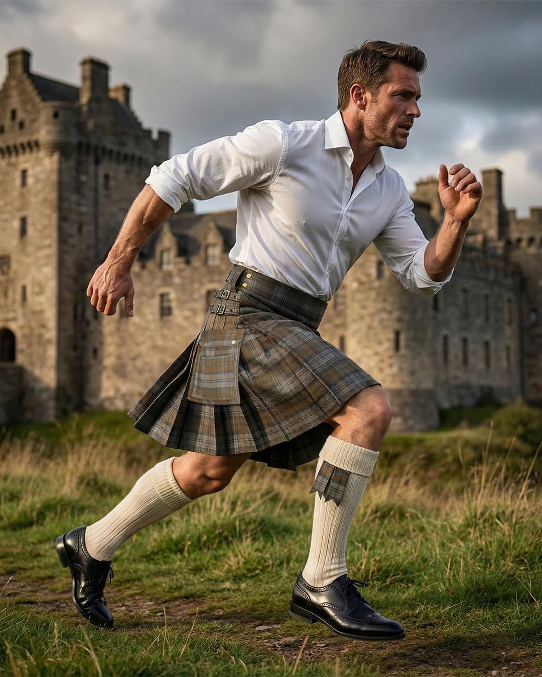 Tartan Utility Kilt for Men I 16oz Scottish Tartan Kilts 5 Yards Premium Acrylic Wool Kilts Traditional Mens Kilt