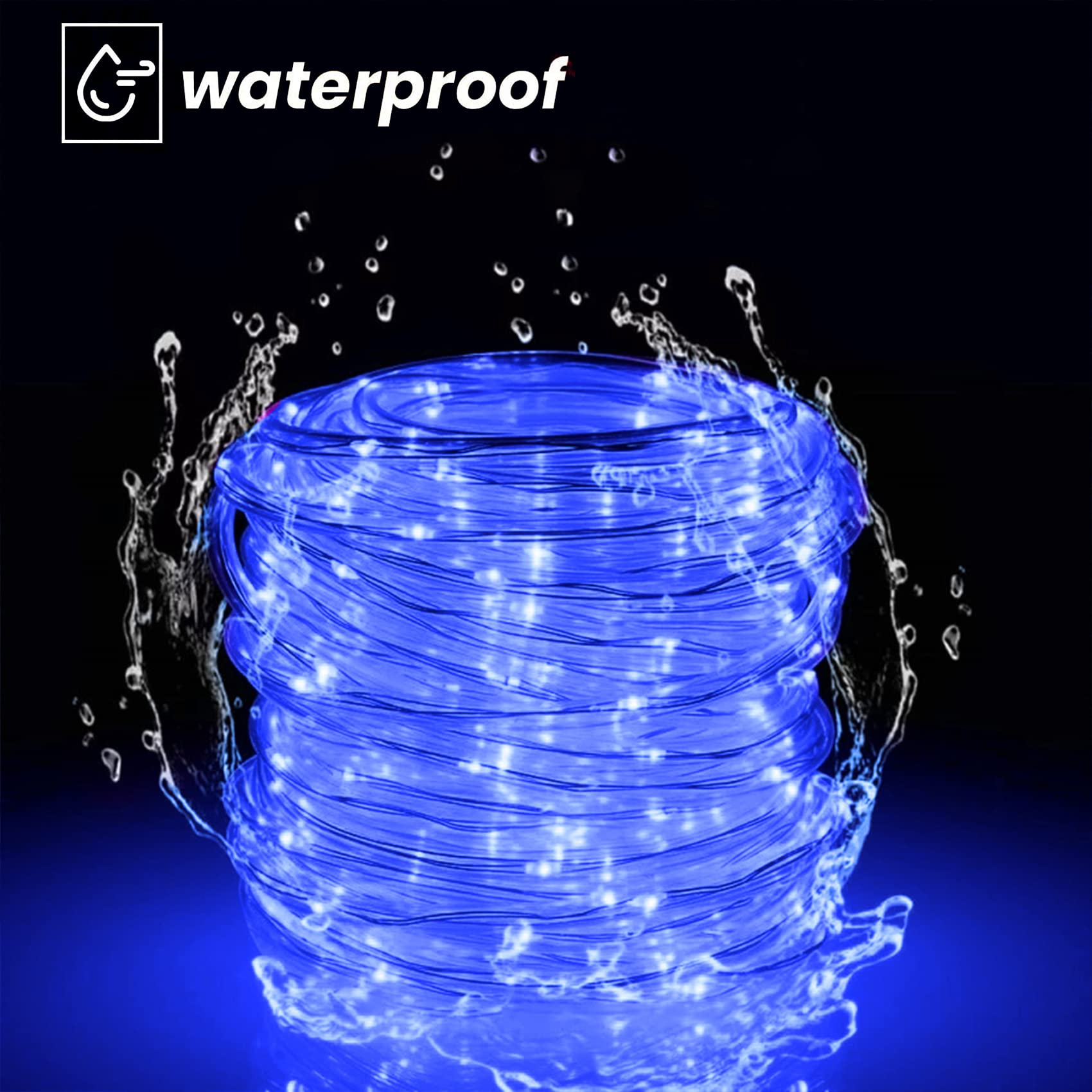 Solar Lichterkette Aussen Wetterfest 30 M 300 LED Wasserdicht Lichterschlauch Außen Lichterkette 8 Modes LED Schlauch Außen für Balkon Party Weihnachten (blau)