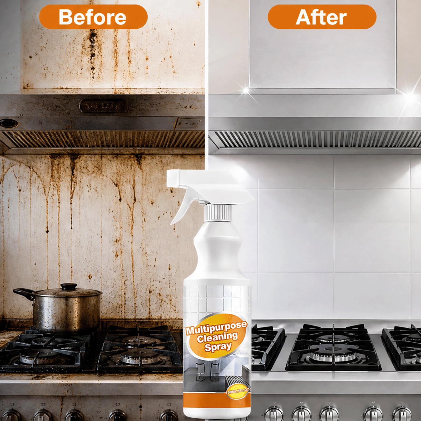 Limpiador de espuma multiusos en spray, desengrasante de alto rendimiento, dispositivo de cocina, horno, campana extractora, limpiador de campana extractora, no tóxico, desengrasante de función