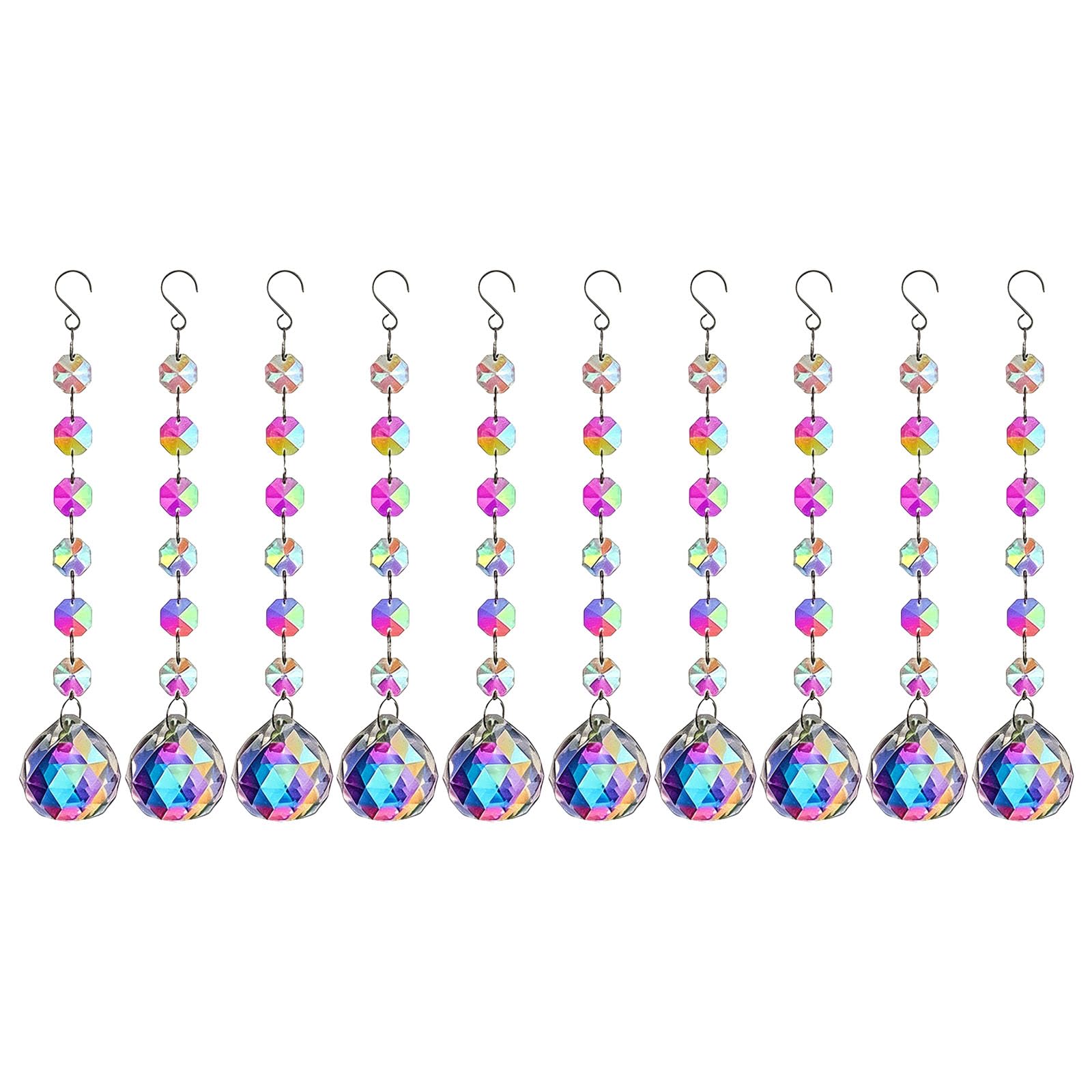 Reflective Bead Decor Set, 10 Piece Sun Prism Ornaments for Home Celebration Display and Wedding Party Accent Decor Sun Prism Faceted Bead Strand Reflective Glass Ornament Home Room Event Party Accent