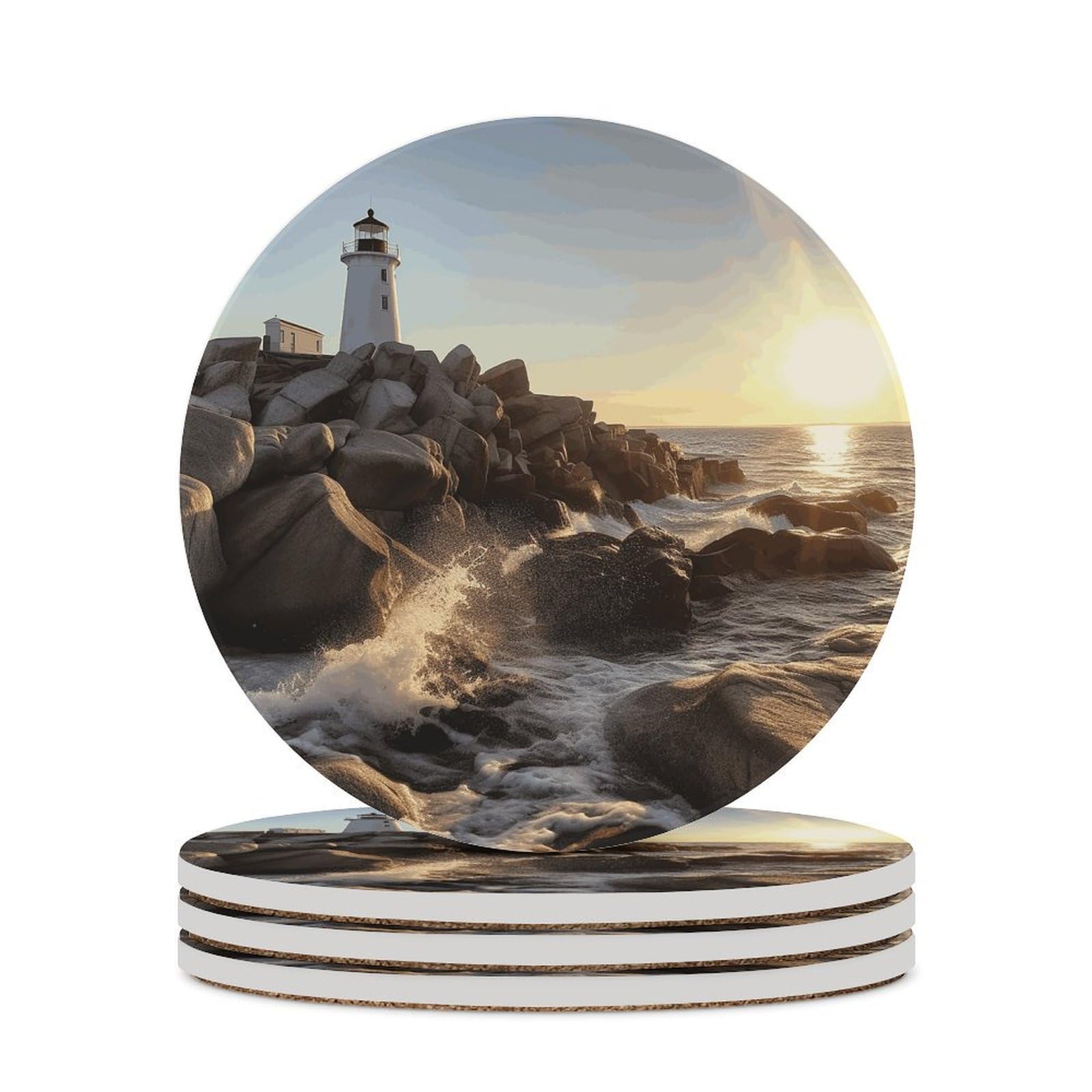 Dessous de verre céramique Lighthouse Rocks : l'élégance absorbante pour votre table