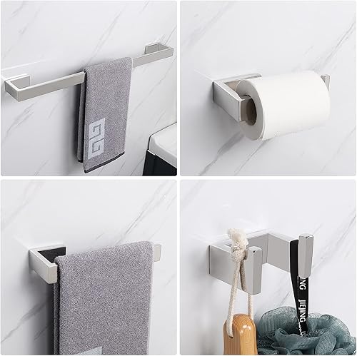 Miniatura 6 de NearMoon Juego de 4 accesorios de baño de acero inoxidable 304 - Toallero de 24 pulgadas + soporte para toallas de mano + soporte para papel