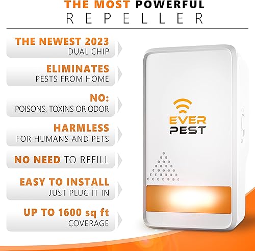 Miniatura 3 de Repelente de plagas ultrasónico enchufable  Defensor electrónico de control de insectos  Paquete de 2 arañas pulgas roedores mosquitos polillas