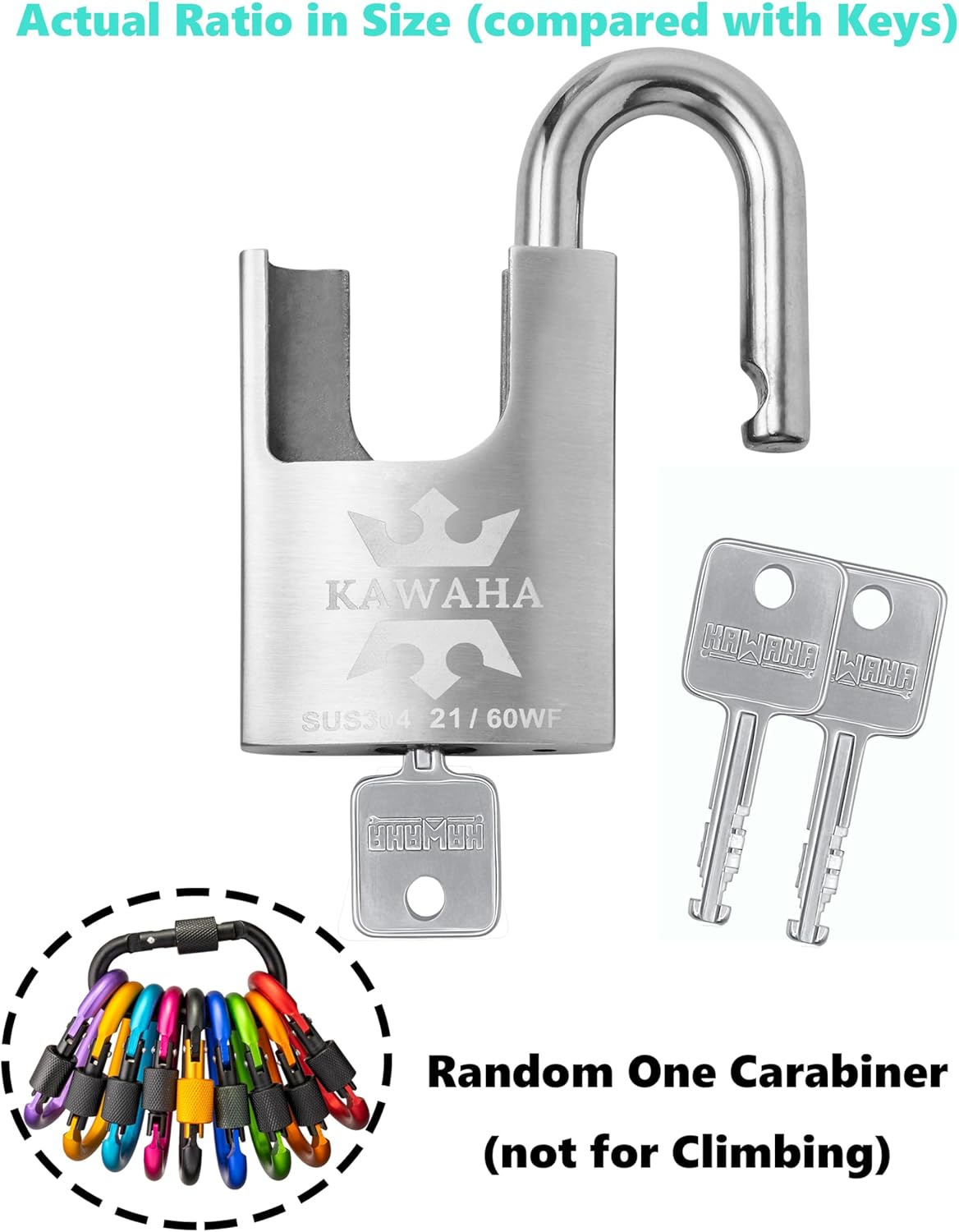 21/60-4PS High Security Stainless Steel Shrouded Padlock with Stainless Steel Key for Both Indoor and Outdoor use (Heavy Duty, Anti-Rust) (2-3/8 in. (60mm), Keyed Alike - 4 Pack)