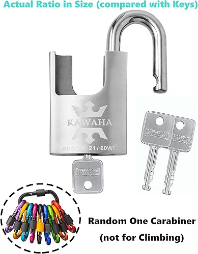 Miniatura 4 de 2160-2PS Candado de alta seguridad de acero inoxidable con grillete envuelto con llave de acero inoxidable para uso tanto en interiores como en