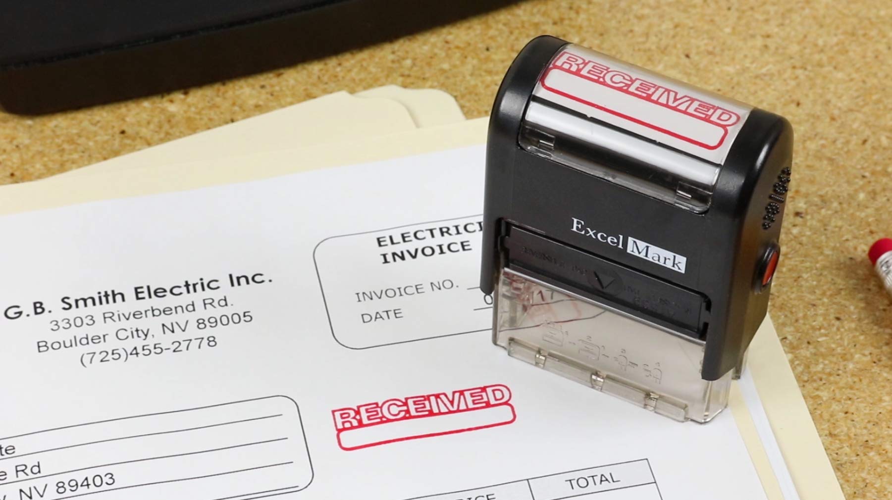 ExcelMark Received Stamp Red Ink 9/16x1-1/2 Inch Received Self-Inking ...