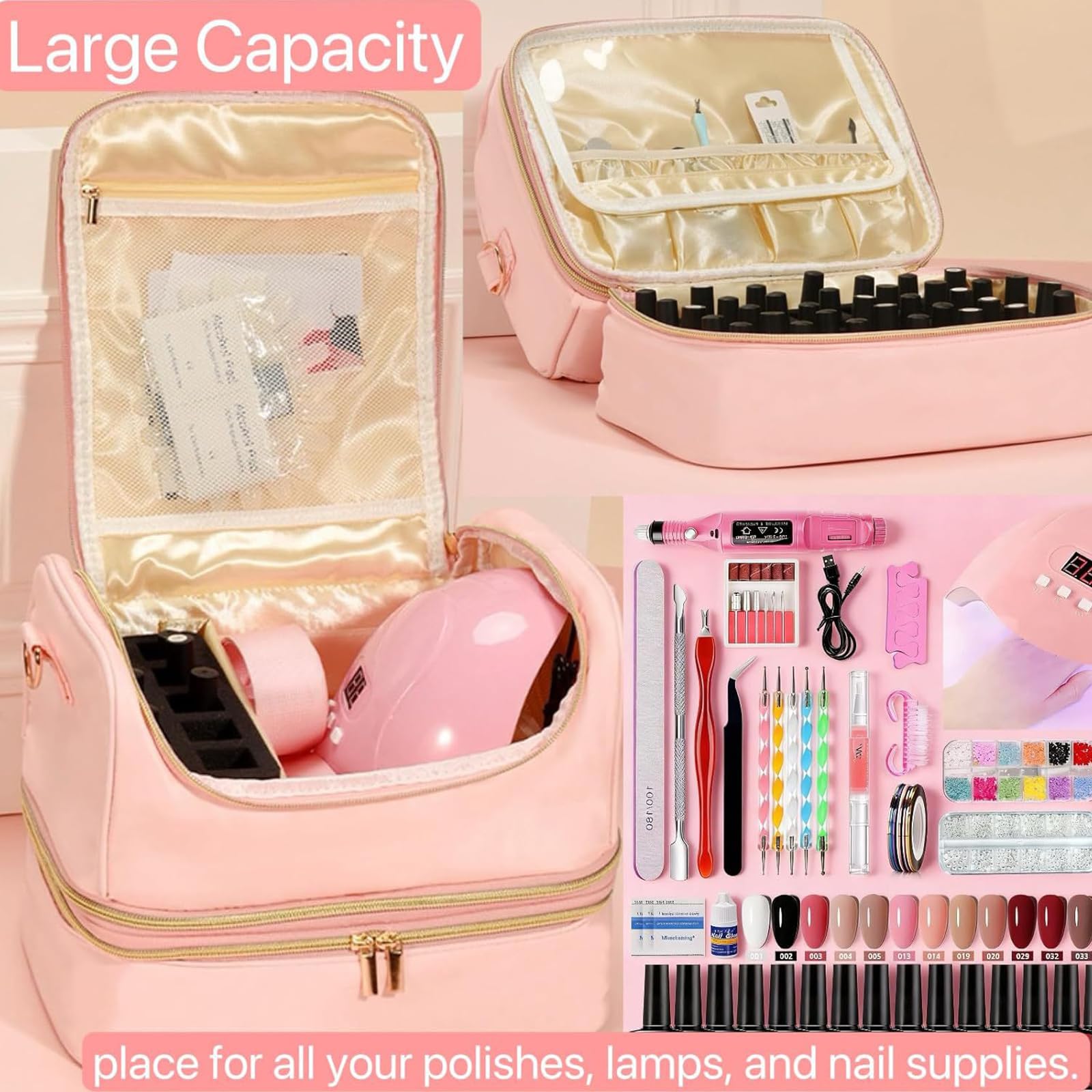 Borsa organizer compatta per strumenti per manicure, custodia da viaggio con manico per unghie, borsa per attrezzi artistici
