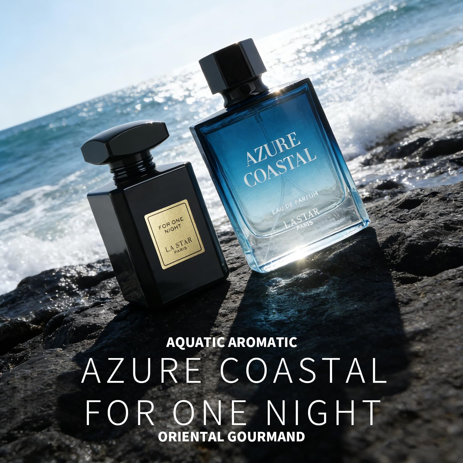 LASTAR Parfum durable, eau de toilette de voyage pour femmes et hommes, pour une nuit – Vallée d'azur – Parfum floral fruité – 55 ml + 50 ml, parfait pour les cadeaux de vacances, Noël