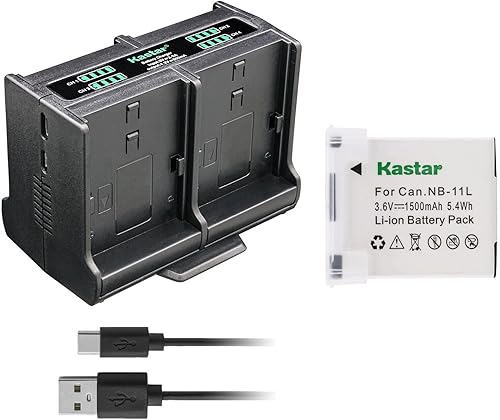 Kastar Paquete de 1 batería NB-11L y cargador cuádruple compatible con Canon ELPH 170 is, ELPH 180, ELPH 190 is, ELPH 320 HS, ELPH 340 HS, ELPH 350
