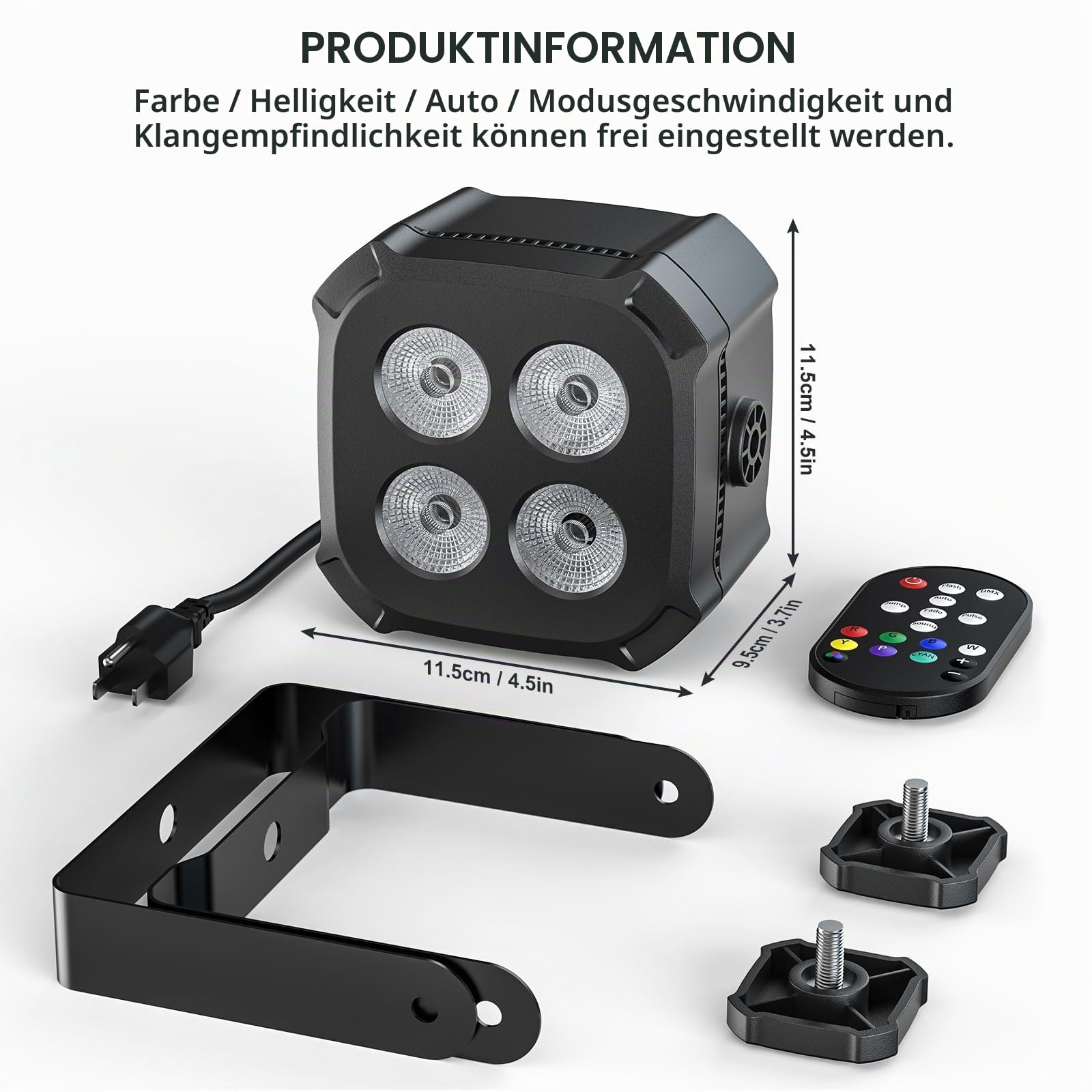 4er-Set 40W RGBW 4-in-1 LED-Par-Minischeinwerfer mit Fernbedienung, Soundsteuerung DMX-4/8-Kanal-Bühnenlichter für DJ, disco, Zuhause, Partys, Halloween, Weihnachten
